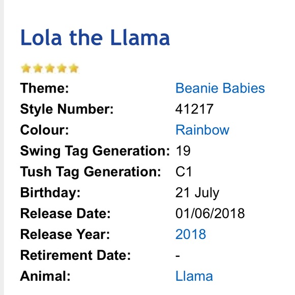 NWT Ty “Lola” - Picture 5 of 5